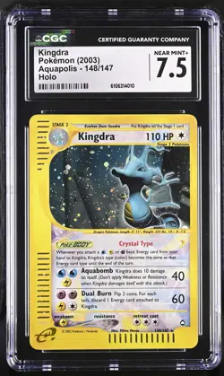 CGC 7.5 Crystal Kingdra 148/147 2003 Aquapolis Secret Rare Holo Pokemon Card - Image 1