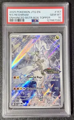 Pokemon TCG N's Reshiram Card 167/159 Stamped Illustration Rare Promo, PSA 10 - Image 1