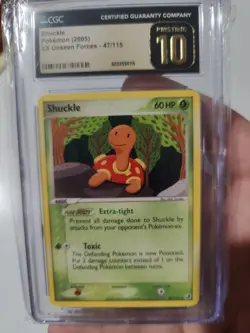 Pokemon TCG Unseen Forces Shuckle Card 2005 47/115 Non-Holo CGC Pristine 10 - Image 1