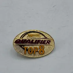 Magic The Gathering Card Game Top 8 Qualifier Gold Tone Enamel Lapel Pin - Image 1