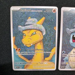 Charizard & Squirtle with Grey Felt Hat 'CUSTOM MADE' Van Gogh Promo Card Bundle - Image 2