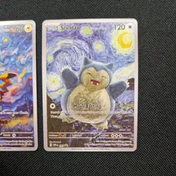 Pikachu & Snorlax with The Starry Night 'CUSTOM MADE' Van Gogh Promo Card Bundle - Image 3