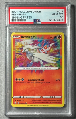 2021 Pokemon Shining Fates 017/072 Reshiram Amazing Rare Holo PSA 10 Graded QTY - Image 1
