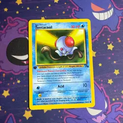 Pokemon TCG Tentacool Fossil, 1st Edition Common Card 56/62 LP - Image 1
