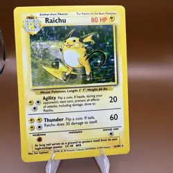 Raichu Holo 14/102 80 HP - Base Set - Vintage WOTC Pokemon - LP - Image 1
