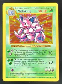 1999 Pokemon Shadowless #11/102 Nidoking Holo - Image 1