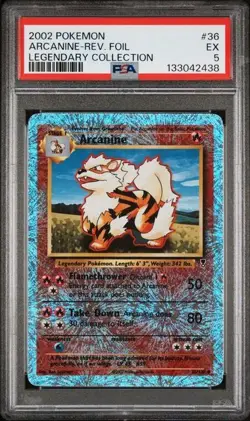 ARCANINE 2002 POKEMON LEGENDARY COLLECTION REVERSE FOIL 36/110 PSA 5 - Image 1