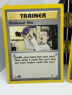 Pokemon TCG Professor Elm 96 AND Super Rod Neo Genesis 1ST Edition Cards LP - Image 2