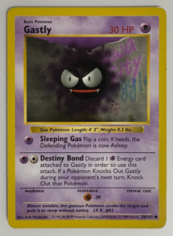 Gastly Common Unlimited Base Set (Shadowless) 050/102 MP Pokemon TCG - Image 1