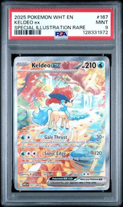 2025 POKEMON WHT EN-WHITE FLARE SPECIAL ILLUSTRATION RARE #167 KELDEO EX PSA 9 - Image 1