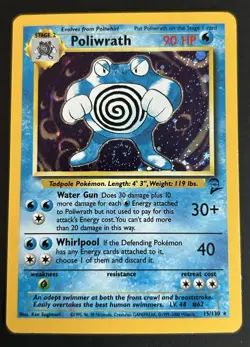 Pokemon TCG Poliwrath 15/130 Base Set 2 Holo Rare NM - Image 1
