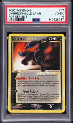 2007 POKEMON POP SERIES 5 #17 UMBREON-GOLD STAR PSA 4 - Image 1