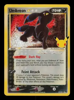 Pokemon Card Umbreon Gold Star 17/17 Celebrations Pop Series 5 Holo NM 2007 - Image 1