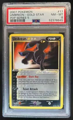 2007 Pokemon POP Series 5 Umbreon Gold Star #17/17 PSA 8 - Image 1