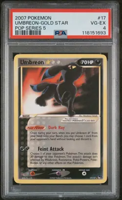 2007 POKEMON POP SERIES 5 #17 UMBREON-GOLD STAR PSA 4 - Image 1