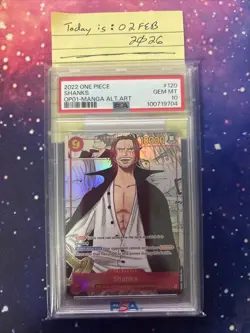 2022 One Piece TCG OP01 Shanks Manga Alternate Art, English, PSA 10 - Image 1