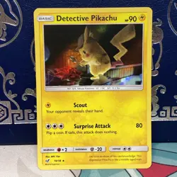 Pokemon TCG Detective Pikachu Holo Rare Card 10/18 Light Play LP - Image 1