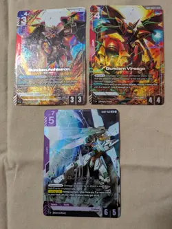 Gundam Card Game Foil Dual impact Gundam Ashtaron, Virsago, X 3 Card Lot NM - Image 1