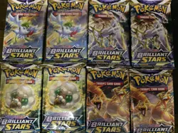 Pokemon Brilliant Stars Booster Pack COMPLETE ART SET (x2) - 8 Packs SEALED - Image 1