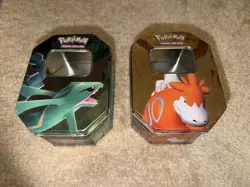 Vintage Rayquaza Camerupt Pokemon Tin Empty 2006 / 2007 Lot Of Two - Image 1