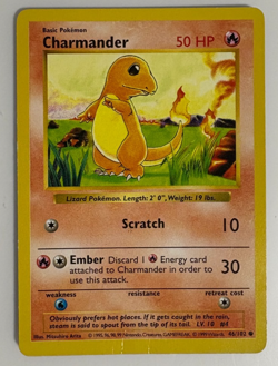 Charmander Common Unlimited Base Set (Shadowless) 046/102 MP Pokemon TCG - Image 1
