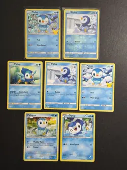 7x Piplup Pokemon Card Collection BW XY SM SWSH Reverse Holo Confetti 25th PTCG - Image 1