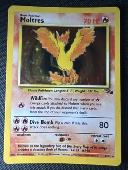 Moltres 12/62 Fossil Holo Vintage 1999 Pokemon Card Mp - Image 1