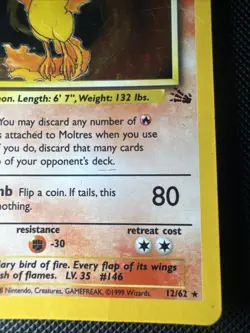 Moltres 12/62 Fossil Holo Vintage 1999 Pokemon Card Mp - Image 4