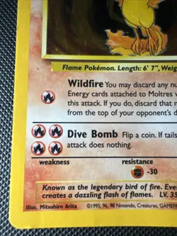 Moltres 12/62 Fossil Holo Vintage 1999 Pokemon Card Mp - Image 5