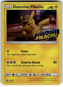 Detective Pikachu - (Stamped) SM170 SM Promos LP Pokemon Card TCG - Image 1