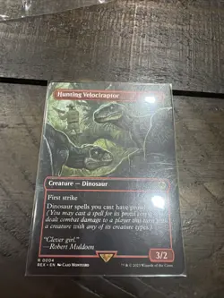 MTG Hunting Velociraptor -Borderless- Jurassic World Collection REX #4 NM - Image 1