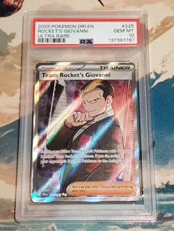 Team Rocket's Giovanni Ultra Rare 225/182 PSA 10 GEM MT Pokemon Destined Rivals - Image 1