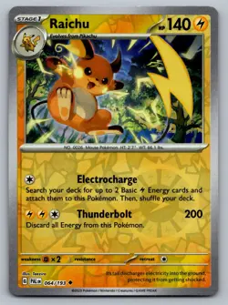Pokemon TCG SV02: Paldea Evolved Raichu 064/193 Reverse Holo - Image 1
