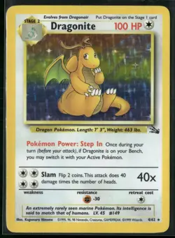 Pokemon - Dragonite Fossil 4/62 Holo Rare 100 HP - Image 1