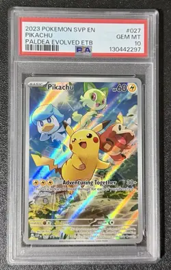 Pokemon Pikachu TCG Scarlet & Violet Paldea Evolved Black Star Promo #27 PSA 10 - Image 1