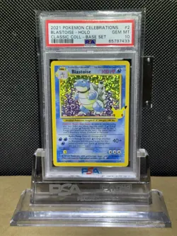 2021 Pokemon Celebrations CLASSIC COLL. BASE SET BLASTOISE HOLO PSA 10 GEM MT - Image 1