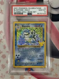 2021 Pokemon Celebrations CLASSIC COLL. BASE SET BLASTOISE HOLO PSA 10 GEM MT - Image 3
