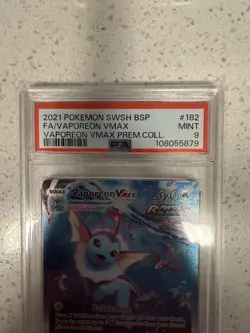 2021 Pokemon SWSH BSP Vaporeon Vmax Prem Coll #182 Vaporeon Vmax FA PSA 9 - Image 2