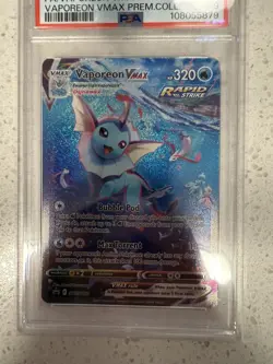 2021 Pokemon SWSH BSP Vaporeon Vmax Prem Coll #182 Vaporeon Vmax FA PSA 9 - Image 3
