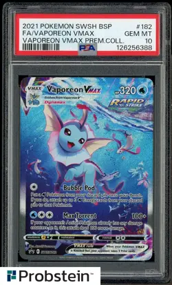 2021 Pokemon SWSH BSP Vaporeon VMax Premium #182 FA Vaporeon VMax PSA 10 - Image 1