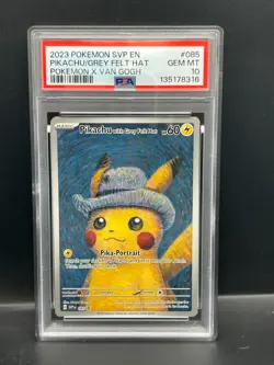 Pokemon PSA 10 Pikachu with Grey Felt Hat SVP 085 Pokemon X Van Gogh Promo #8316 - Image 1