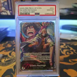 2025 Silvers Rayleigh OP12-001 English Alt Art Leader One Piece Card PSA 10 - Image 1