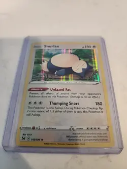 Pokemon TCG Snorlax 143/196 Lost Origin Holo Rare Card - Image 2