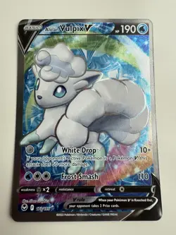 Alolan Vulpix V (Full Art) 173/195 SwSh: Silver Tempest Holo Pokemon Tcg Card NM - Image 1