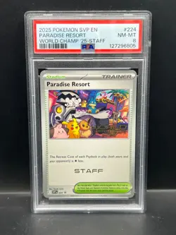 Pokemon PSA 8 Paradise Resort SVP 224 World Championships 2025 STAFF Promo #6805 - Image 1