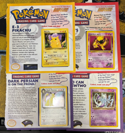 Pokemon Set of 4 Ninetendo Power Promos w/ Pages - Dark Persian #17, Pikachu E3 - Image 1