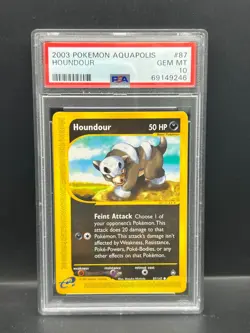 Pokemon PSA 10 GEM MT Houndour 87/147 Aquapolis 2004 E Reader S#9246 - Image 1