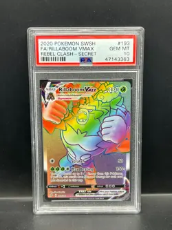 Pokemon PSA 10 GEM MT Rillaboom VMAX 193/192 Rebel Clash Secret Rare Holo S#3363 - Image 1