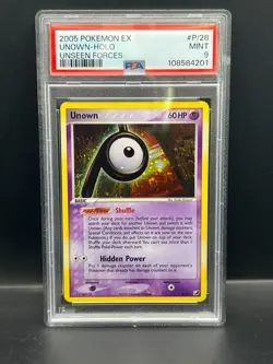 Pokemon PSA 9 MINT Unown P/28 EX Unseen Forces Holofoil Rare 2005 S#4201 - Image 1