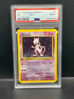 Pokemon PSA 8 NM-MT FRENCH Mewtwo (Mewtwo) 10/102 Base Set Holo 1st Ed S#5502 - Image 1